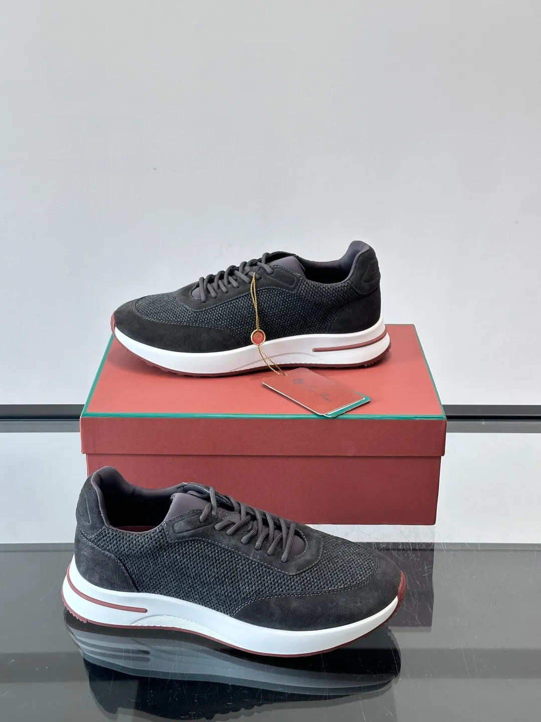Men's men's shoes 💰p580 "Loro men's shoes 💰pian＊" Week End Walk series sports shoes, using exclusive raw materials, mesh upper + suede stitching, breathable and comfortable, rubber soles with strong grip, suitable for commuting and casual outings. Low-key high-end gray tone, versatile suit or casual wear, size: 39-44 (customized at 38.45.46)